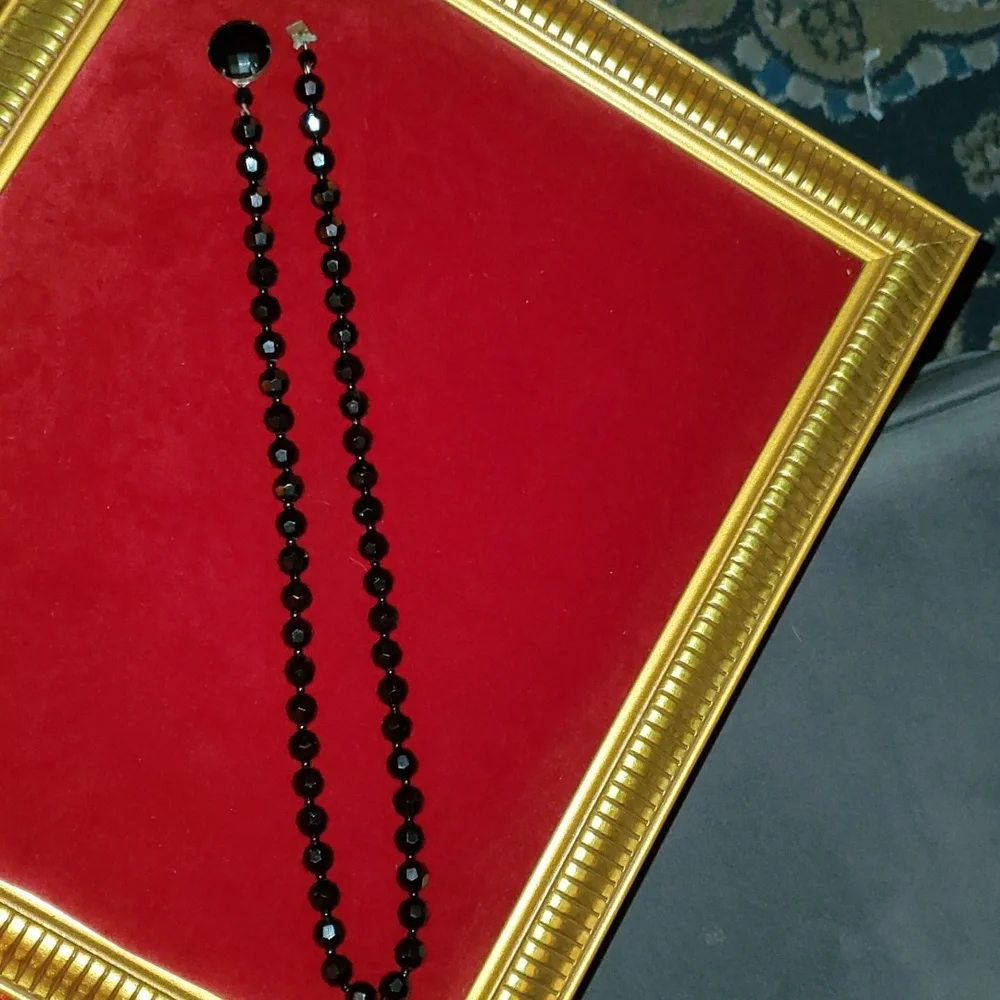 Vintage - Black Jet Glass Beaded Necklace 50s - Picture 3 of 7